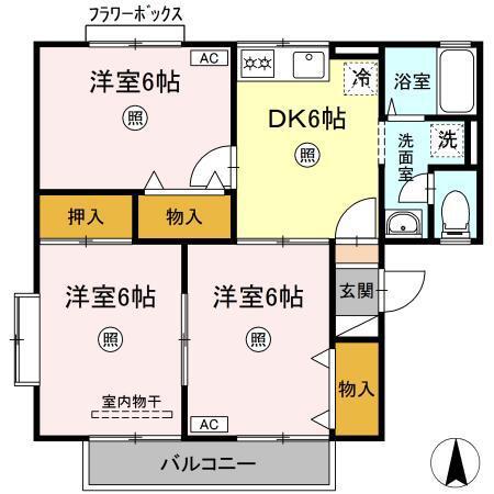 レーベンハイム(3DK/1階)の間取り写真