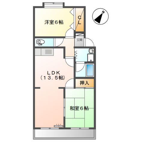 サントピアグリーン(2LDK/3階)の間取り写真