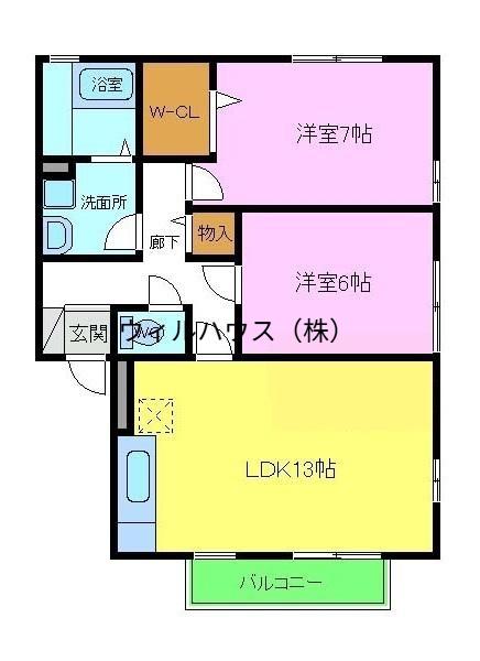 リビングタウン南花田B棟(2LDK/2階)の間取り写真