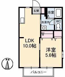 エーデルI(1LDK/2階)の間取り写真