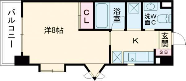 エスポワール春日野道2(1K/2階)の間取り写真