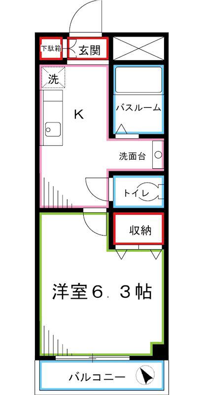 ラグーン三鷹(1K/1階)の間取り写真