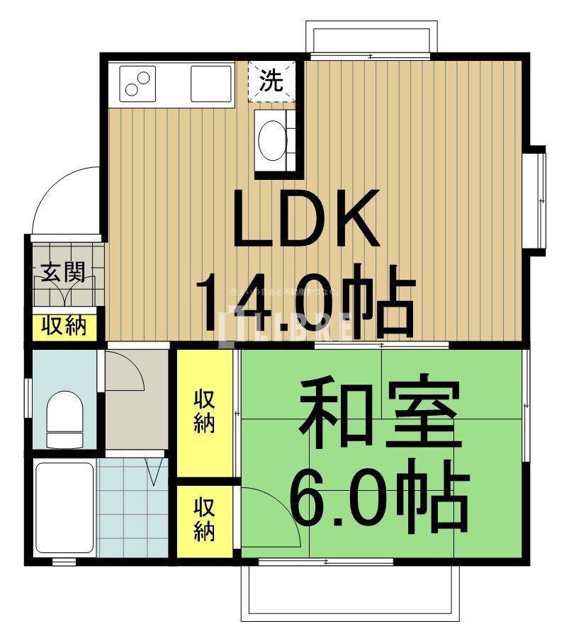 お鷹の道コーポ(1LDK/2階)の間取り写真