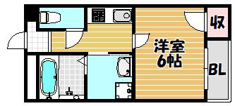 パステロ扇町(1K/2階)の間取り写真
