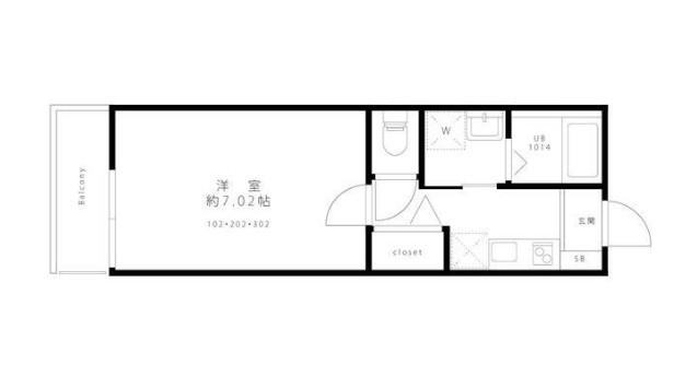 GOOD RESIDENCE新検見川(1K/2階)の間取り写真