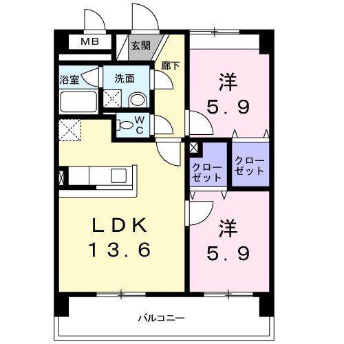 エルモソ ピソ(2LDK/5階)の間取り写真