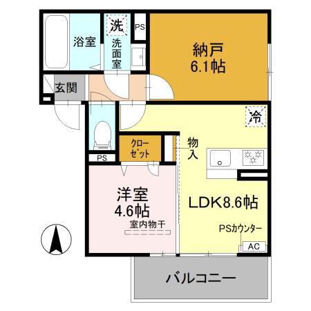 グランナッシム西京極(2LDK/3階)の間取り写真