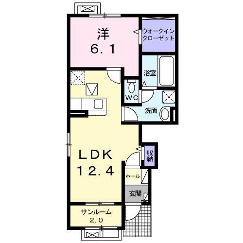 ミュルサンヌ(1LDK/1階)の間取り写真