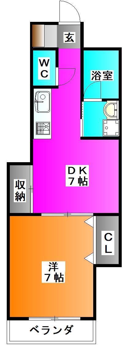 シャレードASA(1DK/3階)の間取り写真