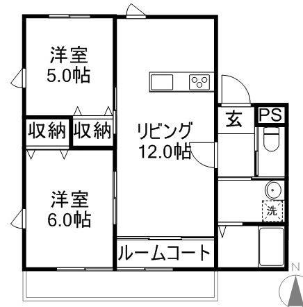 遠州鉄道 積志駅 徒歩14分 2階建 築12年(2LDK/1階)の間取り写真