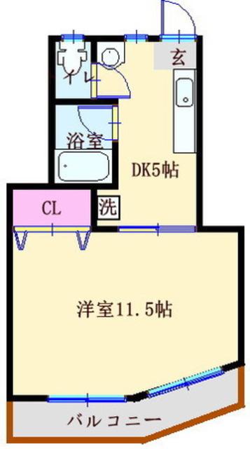 エビナビル(1DK/3階)の間取り写真