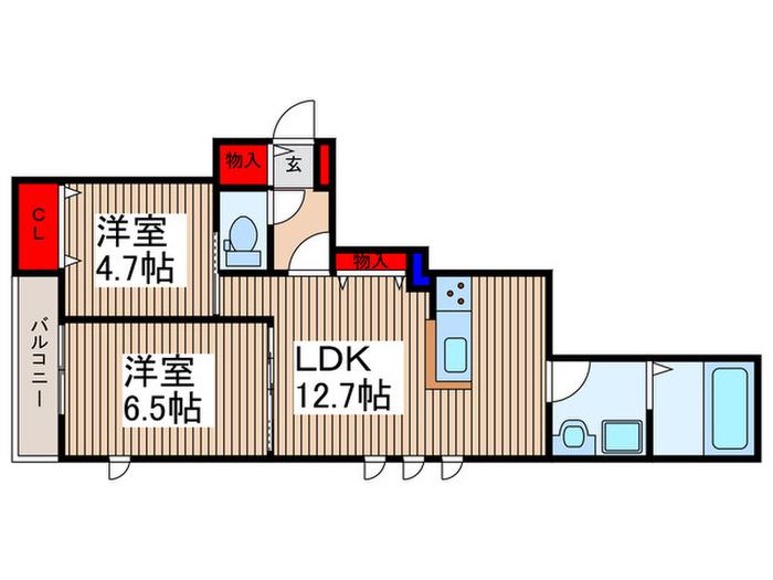川口市朝日1丁目(2LDK/1階)の間取り写真