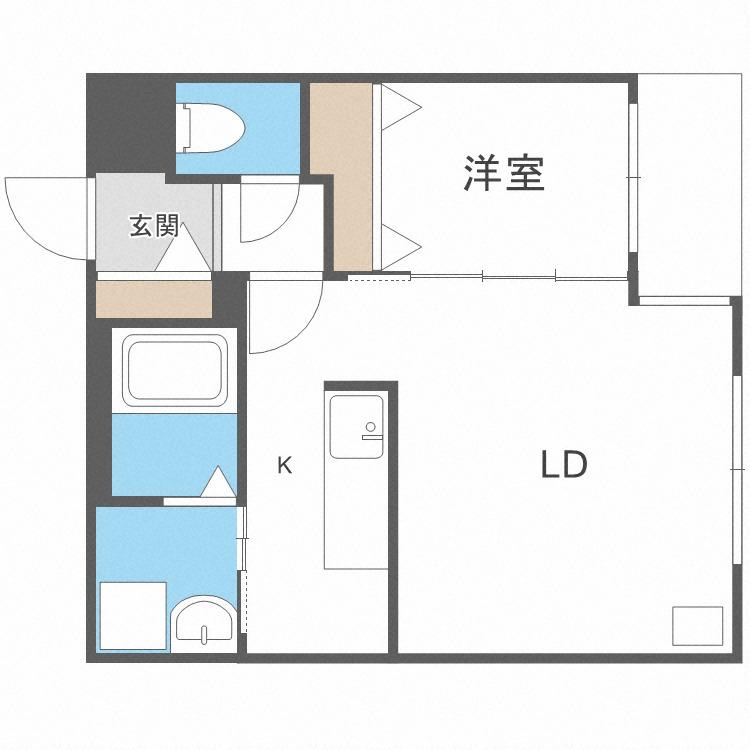 GRAND ONE SAPPORO(1LDK/4階)の間取り写真