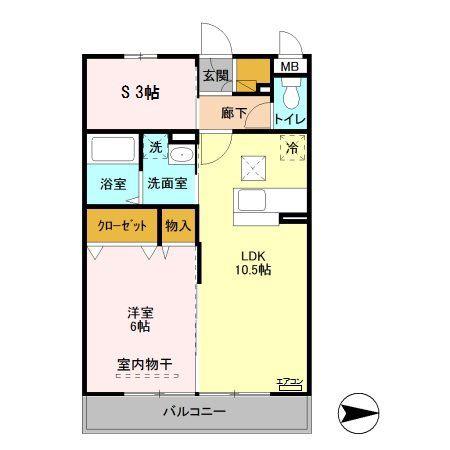 リバーパーク蒲生C(1SLDK/1階)の間取り写真