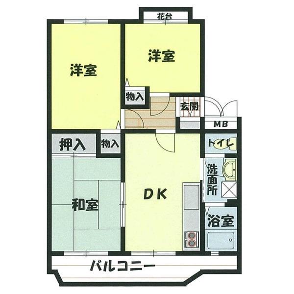アメニティふじみ野(3DK/1階)の間取り写真