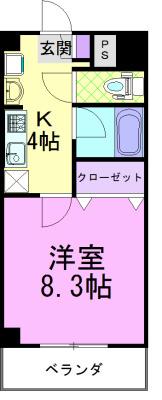 サンヴァーリオ宇都宮駅前(1K/4階)の間取り写真