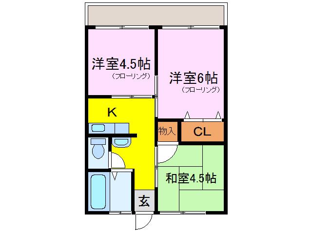 シティハイム野辺A(3DK/1階)の間取り写真