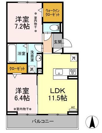 クラビア(2LDK/2階)の間取り写真
