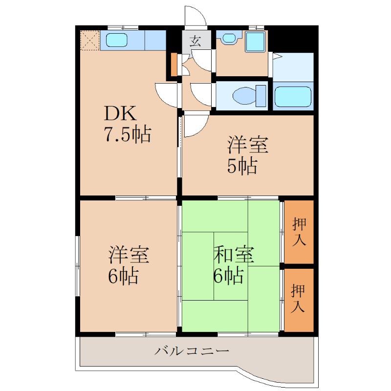 エクセレント IKEDAII(3DK/1階)の間取り写真