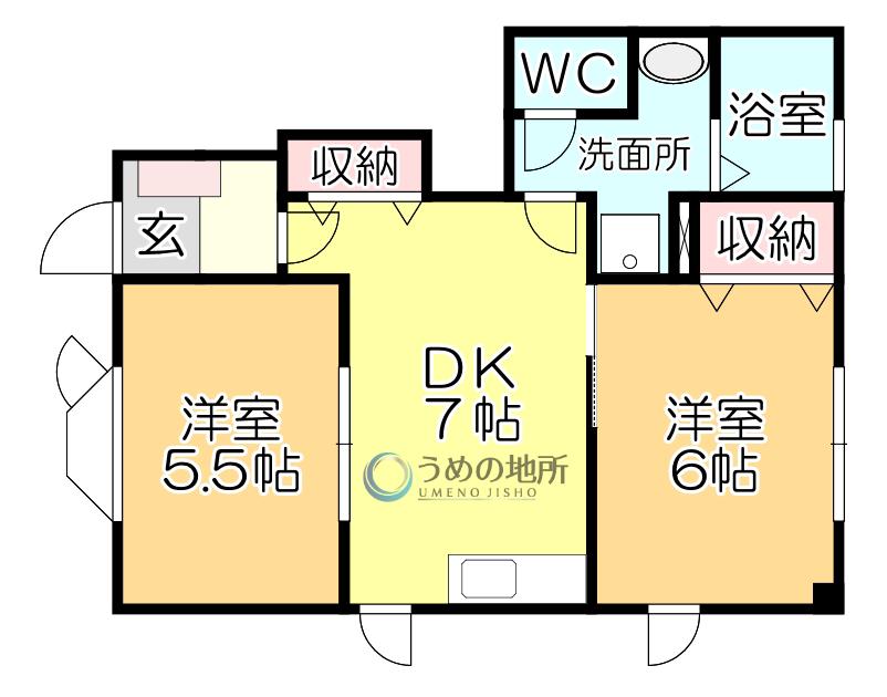 サファイアンエレガンスE(2DK/1階)の間取り写真
