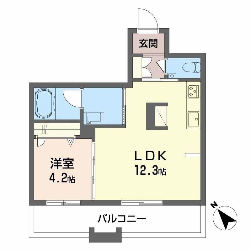 コンフォートH2026(1LDK/1階)の間取り写真