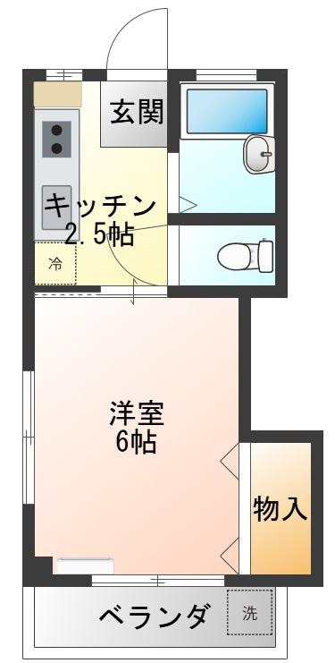 コーポK(1K/3階)の間取り写真