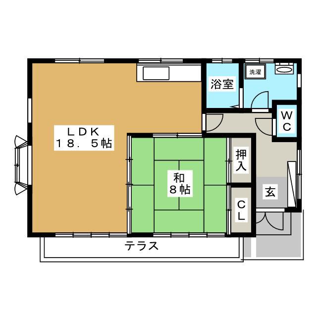 秋川アパート(1LDK/1階)の間取り写真