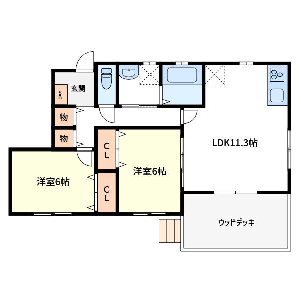 コンフォート上野山(2LDK/1階)の間取り写真