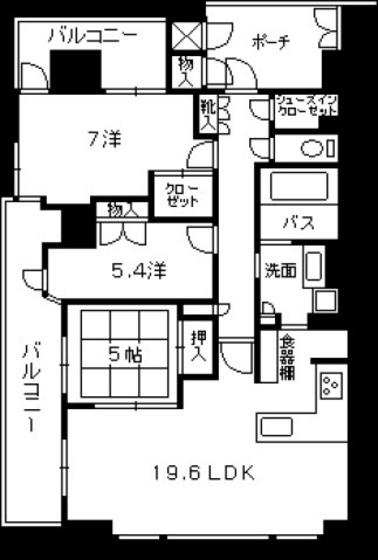 ソシオタワー中町(3LDK/6階)の間取り写真