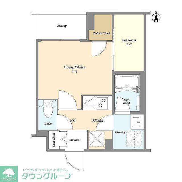 スタイリオ東品川(1DK/2階)の間取り写真