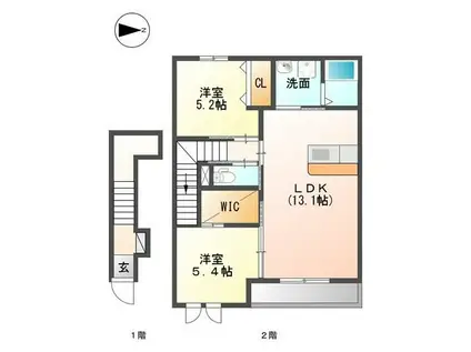 ポローニアII(2LDK/2階)の間取り写真