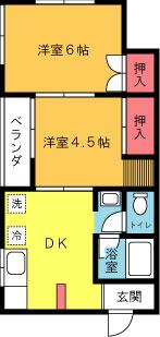 コーポハラ(2DK/2階)の間取り写真