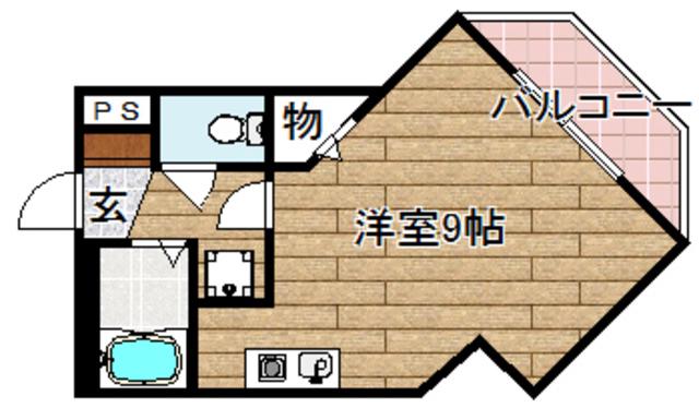 セレーン城跡(1K/2階)の間取り写真