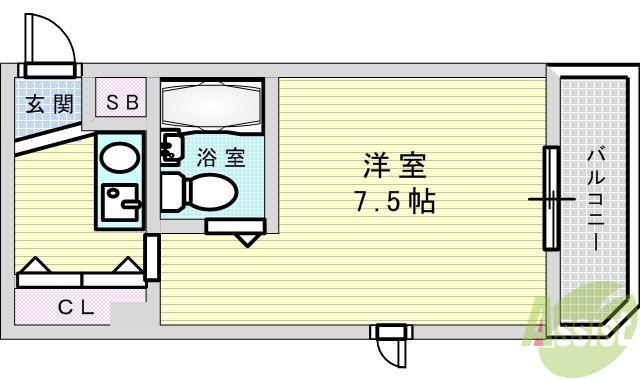 M&Tエサカ(1K/2階)の間取り写真