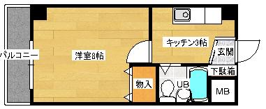 ワッソンビル比治山(1K/6階)の間取り写真