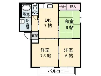 シャーメゾン相田B棟(3DK/2階)の間取り写真