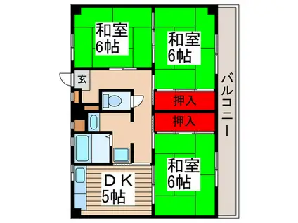 ビレッジハウス串崎2号棟(3DK/3階)の間取り写真