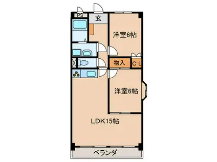 ラ リヴィエール(2LDK/3階)の間取り写真