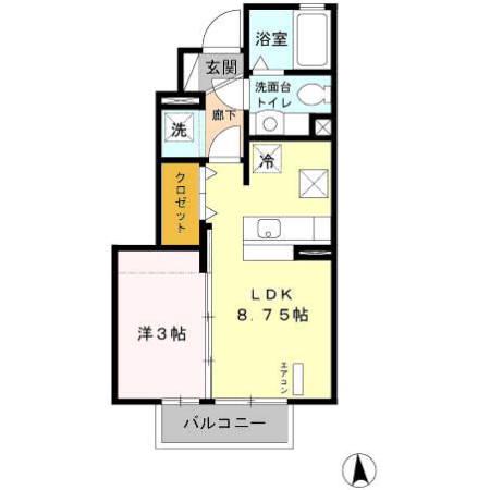 ヴィラパティオII(1LDK/1階)の間取り写真