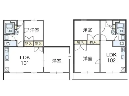 レオパレス中井町3(2LDK/3階)の間取り写真