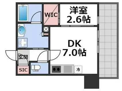 ルフォンプログレ堺筋本町タワーレジデンス(1DK/3階)の間取り写真