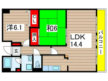シャトーイノハナ(2LDK/3階)の間取り写真