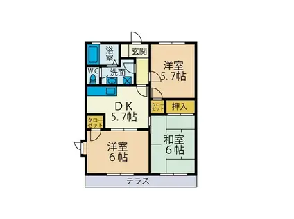 プライムタウン湘南II(3DK/1階)の間取り写真