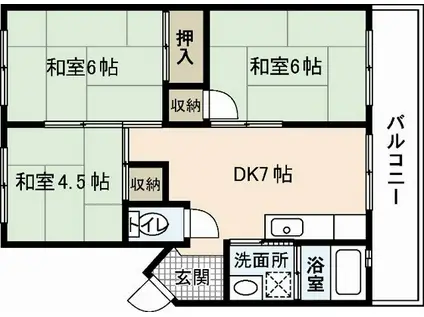 城元マンション(3DK/1階)の間取り写真