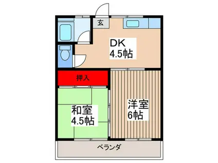 サンコーポ橋本(2DK/1階)の間取り写真