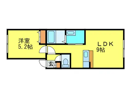 フィオーレミニ大通(1LDK/4階)の間取り写真