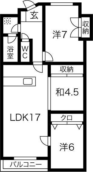 ロイヤルメゾン小豆餅(3LDK/3階)の間取り写真