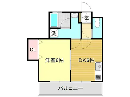 ドルチェ長崎(1DK/2階)の間取り写真