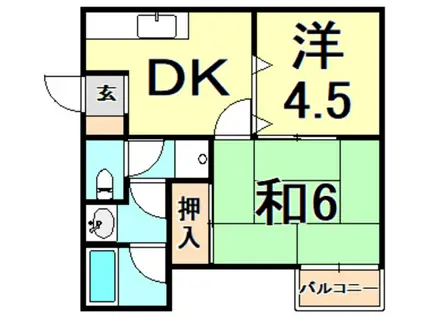 東山ハイツ(2DK/1階)の間取り写真