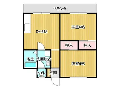植田アパート(2DK/2階)の間取り写真